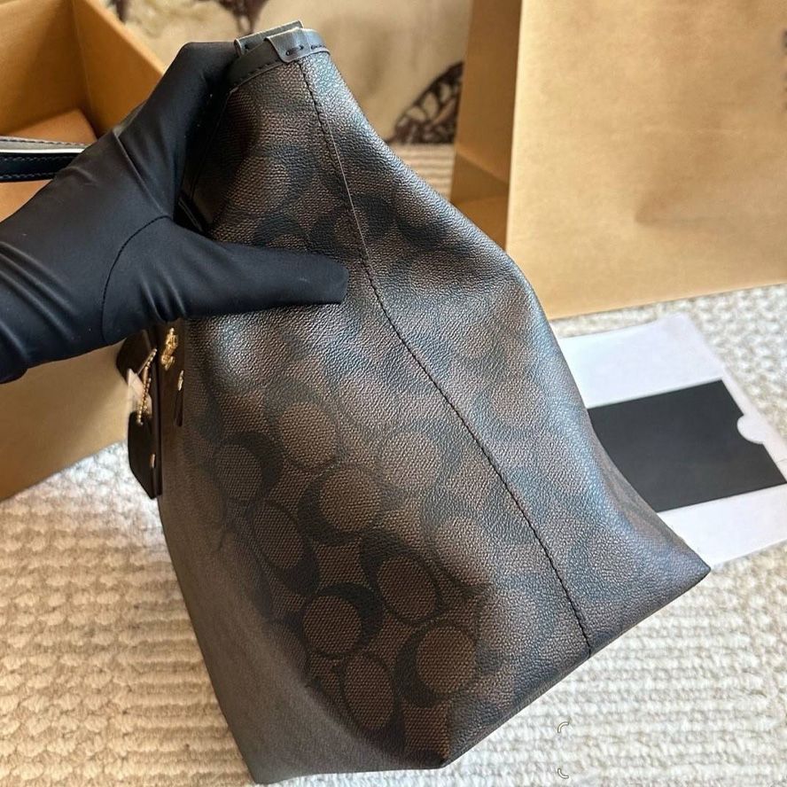 Black Friday Specials tote bag Designer Bag Shoulder Bag Handbag City Classic Brown and Black Bag Classic coated monogram canvas Smooth leather trim Bag Commuter Bag - 3 of 9