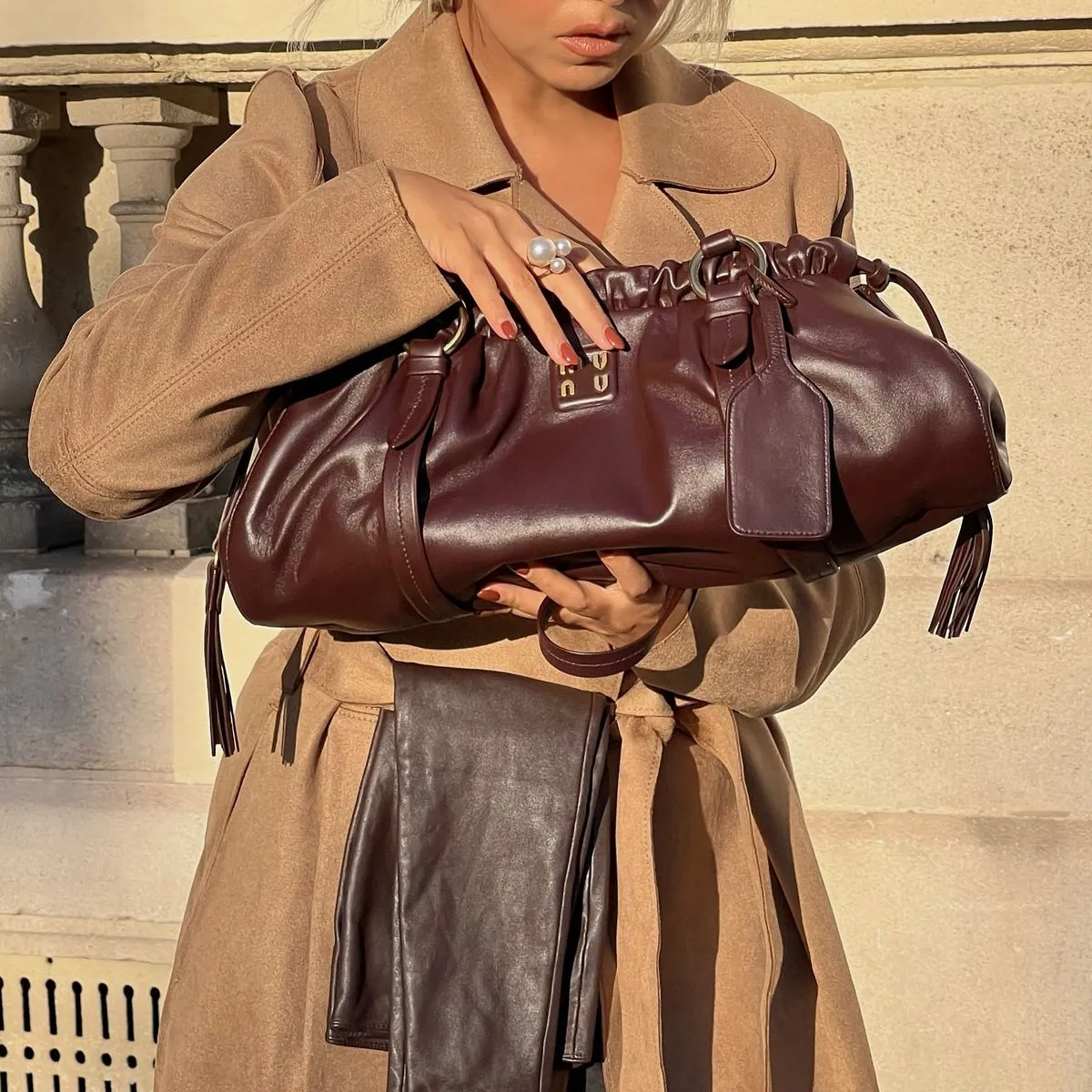 12A High-quality Designer bag Joie Nappa handbag Wander shoulder bag women's leather crossbody bag retro motorcycle bag Arcadia Matelasse sheepskin bowling bag tote - 7 of 7