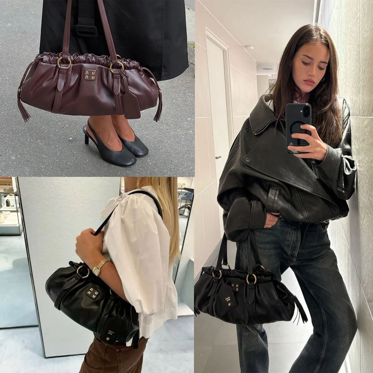 12A High-quality Designer bag Joie Nappa handbag Wander shoulder bag women's leather crossbody bag retro motorcycle bag Arcadia Matelasse sheepskin bowling bag tote - 6 of 7