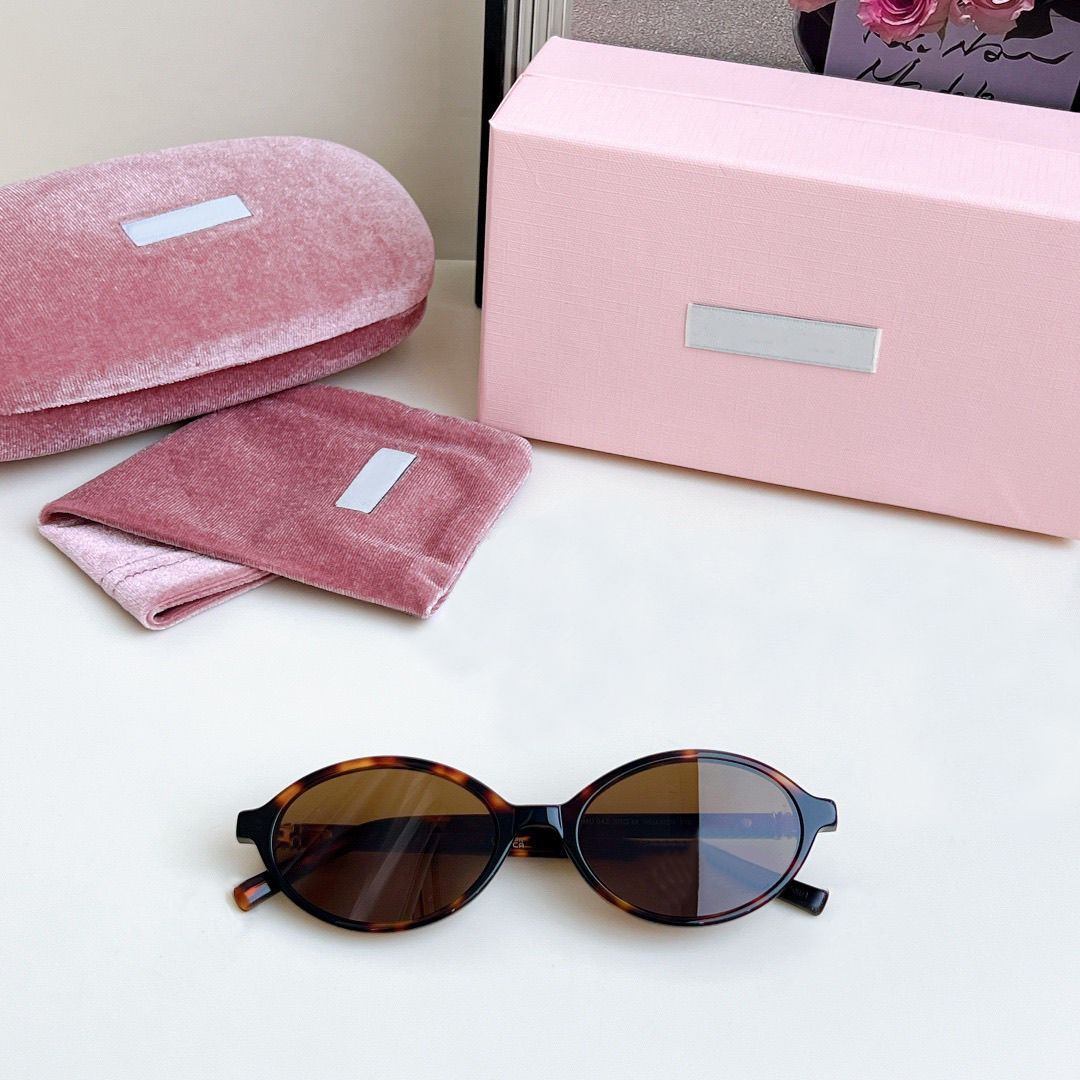 MU Designer Sunglasses For Women Men Small Oval Frame 04ZS UV400 Lightweight Tortoise MM Glasses Thin Acetate Gold Brown Pink Lenses - 6 of 8