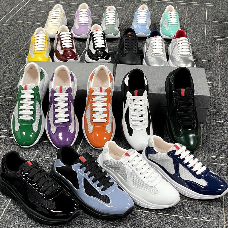 Top Quality EU36-49 Americas Cups Sneakers Designer Men Women Patent Leather Mesh Lace Up Sport Casual Trainers Breathable Comfort Casual Shoes 53 527 447 - 9 of 9