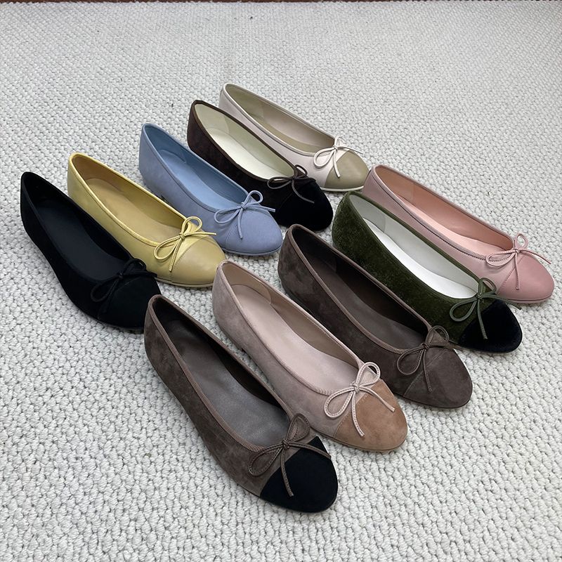 Top Quality Women Suede Ballet Flats Designer Velvet Loafers Bow Mesh Sandals Dinner Dress Shoes Girls Slip-On Wedding Party Boat Shoes 891 - 6 of 8