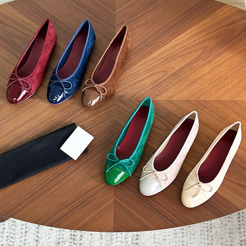 Top Quality Women Suede Ballet Flats Designer Velvet Loafers Bow Mesh Sandals Dinner Dress Shoes Girls Slip-On Wedding Party Boat Shoes 891 - 8 of 8