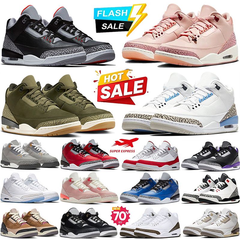 Designer 3 Basketball Shoes 3S Black Cat Cement Racer Blue Red Court Pink Purple Cool Grey Laser Orange Green Men Women Sneakers Outdoor Sports Size 36-47 - 2 of 9