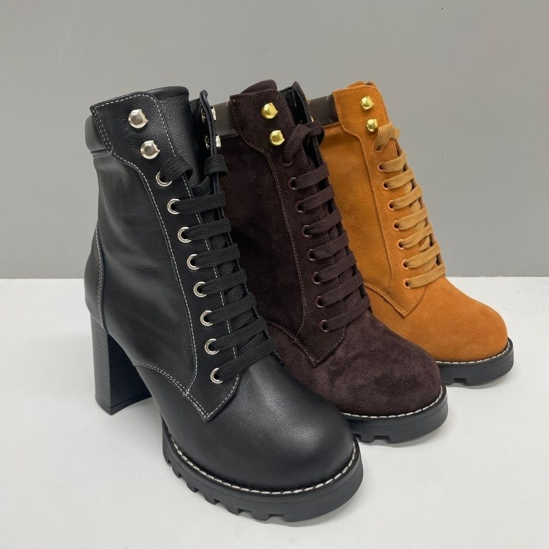 Designer Women Ankle Boot Luxury Martin Desert Boots High Heel Boots Suede Calf Leather Winter Boots Camel Over Knee Boot Woman Classic Vintage Print High Quality 013 - 2 of 8