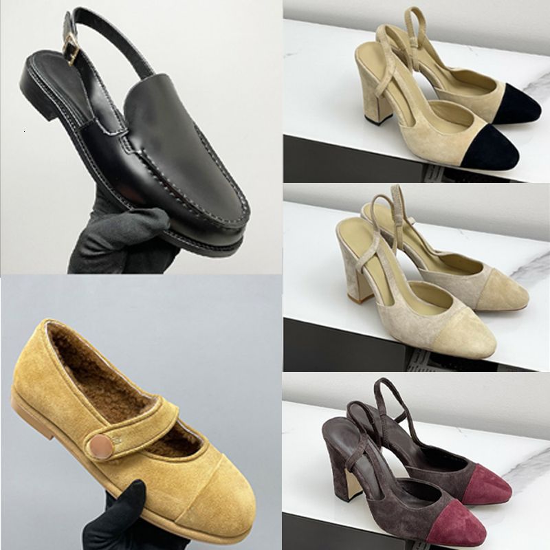Designer Heels Slingback Shoes Leather Suede Loafers Women Ballet Flats Sling Back Wool Loafer Sandal Party Dress Shoes Fashion Casual Shoes 755 - 1 of 8