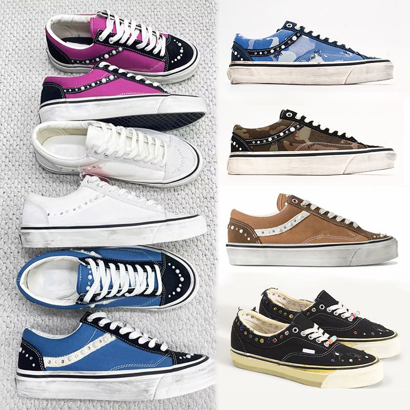 Luxury Pearlized Canvas Shoes New Sneakers For Men Women Pearl Trainers Vintage Sports Casual Shoes Lace Up Walking Shoe 1083 - 2 of 9