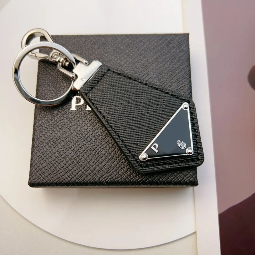 Pra Designer Triangle Chain Leather Temperament Versatile Style Fashion Design Keychain Top Quality Christmas Gift WITH BOX C28 - 1 of 5