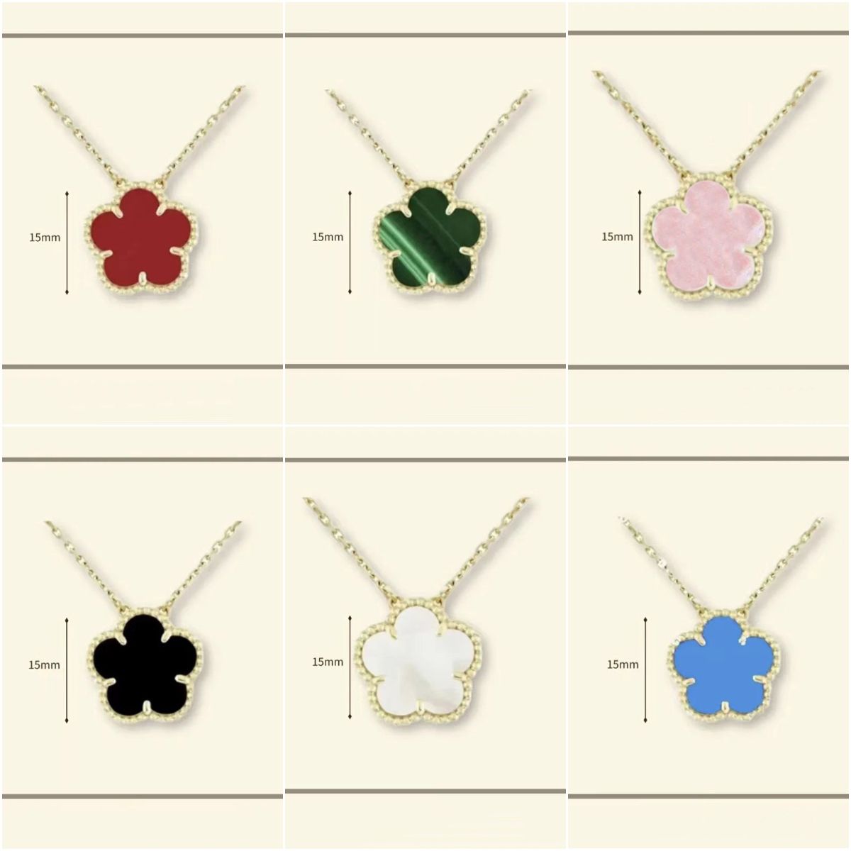 necklace designer for women Classic 15MM necklace clover stainless steel jewlery mother of pearl diamonds flower pendant necklace designer jewelry women gift box - 2 of 9