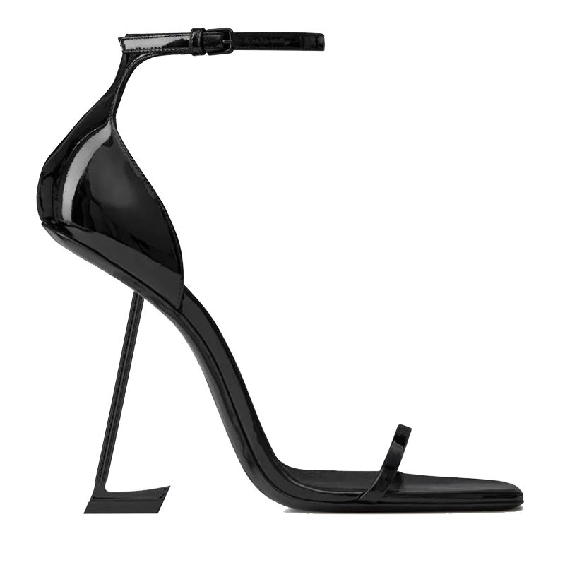 with box designer dress shoes Patent Leather Ankle Strap High Heels popular Sandals for Women Square Open Toe comfort Party Wedding Stiletto gold white - 3 of 9