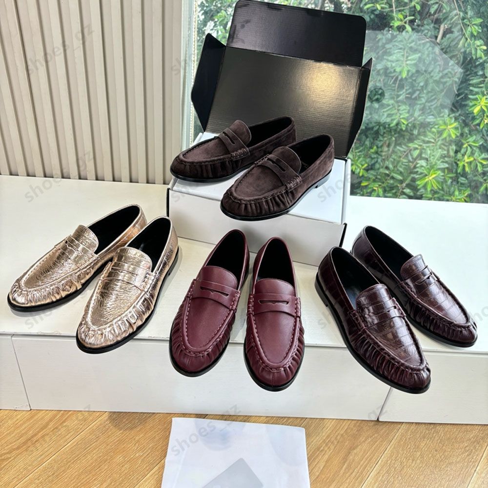 High quality Classic brown Suede Women's loafers slip on shoes Flat heel dress shoes designer loafers for women laidy holiday Leisure Driving shoes Mule slippers 35-43 - 1 of 8