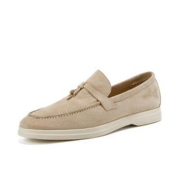 Casual Shoes Men's Walking Driving Unisex All Genuine Leather Loafer Sheepskin Suede Flat Women's Large - yakudashop