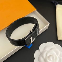 Luxury Men Leather Bracelet Bangle Black With Womens Birthday Gifts Bangle Hand Jewelry Christmas Fashion Style Gift Bracelet - yakudashop