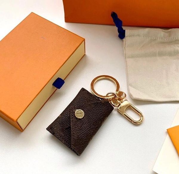 Designer Letter Wallet Keychain Keyring Fashion Purse Pendant Car Chain Charm Brown Flower Mini Bag Trinket Gifts Accessories no box - Fashion Accessories - yakudashop