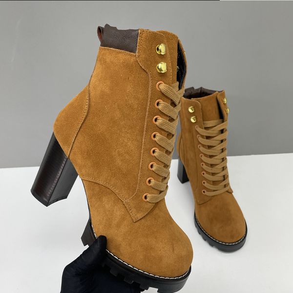 Suede Star Trail Boots Designer Women Boots Leather High Heels Winter Martin Boot Womens Ankle Booties Vintage Style 013 - Shoes & Accessories - yakudashop
