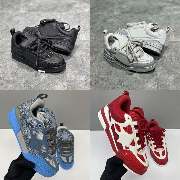 Top Quality Designer Men Women Low Top Skate Classic Sneakers Patchwork Leather Mesh Rhinestone Platform Casual Walking Lace Up Fashion Trainer Shoes EU36-47 - Shoes & Accessories - yakudashop