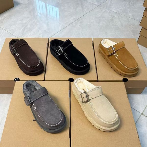 New Designer Evelina Clogs Tasman Slipper Winter Warm Slides Women Backless Loafers Goldenstar Platform Mules Boots Slippers Cozy Slip On Shoes 1179 - Shoes & Accessories - yakudashop