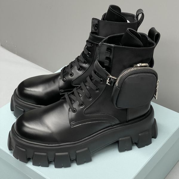 Designer Men Women Rois Ankle Boots Platform Martin Booties Real LeatherWith Removable Pouch Black Lady Outdoor Booties Shoes With Box High Quality 43 - Shoes & Accessories - yakudashop