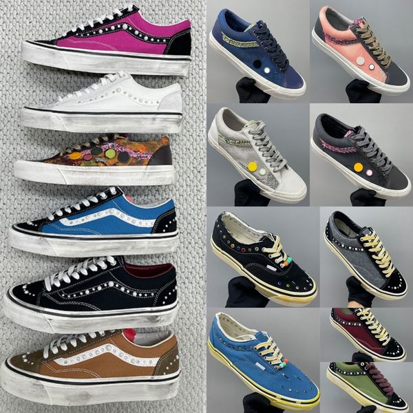 26S New Luxury Pearl Canvas Designer Pearlized Shoes Men Women Vintage Pendant Lace Up Trainers Casual Sports Lightweight Comfortable Daily Walk Flat Shoes 1083 - Fashion Collection - yakudashop