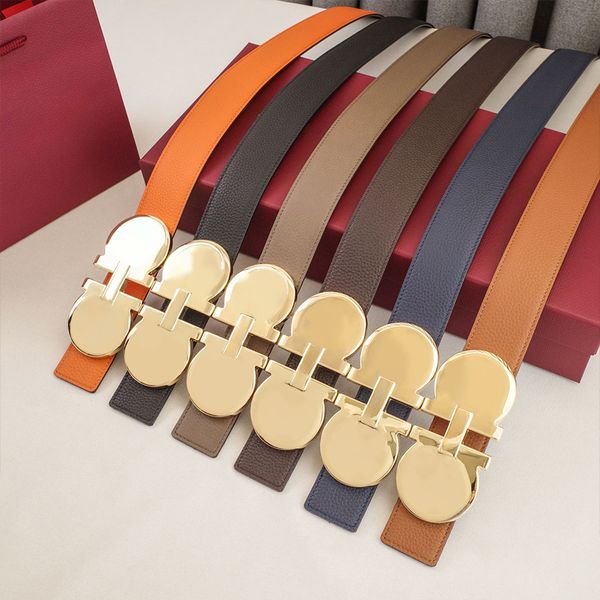 Mens Woman Belt Luxury Genuine Leather Belts Golden Silver Smooth Buckle 3.5cm 3.8cm Width Man Woman Waistband Lychee Texture 16 Model Optional Waist Girdle - Fashion Collection - yakudashop