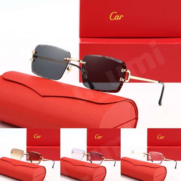 Luxury Designer Sunglasses Panthere Santos Rimless Metal Frame Titanium Gold Tone Leopard Claw Detail UV400 Protection Fashion Eyewear For Men Women With Box - Fashion Accessories - yakudashop
