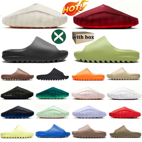 Free Shipping Designer slides for men slippers 001 onyx Bone Azure Flax Pure Ochre glow green Resin Soot womens sandals solid slide slipper sandal - Shoes & Accessories - yakudashop