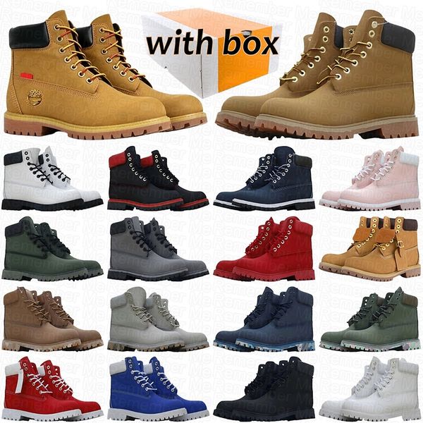 With Box Designer Boots Cowboy White Black Blue Pink Hiking Ankle Booties Men Women Winter Shoes tan bottom Platform Half Boot - Shoes & Accessories - yakudashop