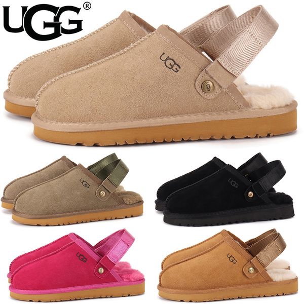 UGG Women's Goldenstar Platform Slippers Adjustable Strap Back Band Suede Shearling Lined Slip On Winter Outdoor Mule Slides Multiple colors - Shoes & Accessories - yakudashop
