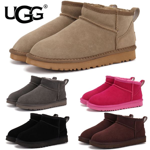 UGG Women's Classic Ultra Mini Snow Boots Suede Shearling Lined Flat Sole Anti-slip Warm Winter Ankle Boots Multiple colors - Shoes & Accessories - yakudashop