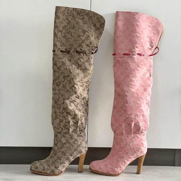 women over the knee boots winter canvas cowboy boots high heel boots fashion dress shoes womens designer shoes boots party wear 684 50 - Shoes & Accessories - yakudashop