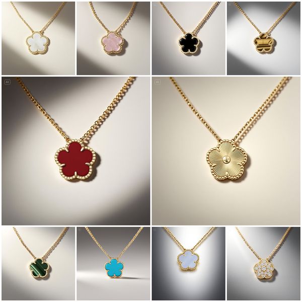 high quality clover necklace designer jewelry women gold necklace 15mm one motif flower necklace mother of pearl pendant pearls necklace gold designer necklace - Jewelry - yakudashop