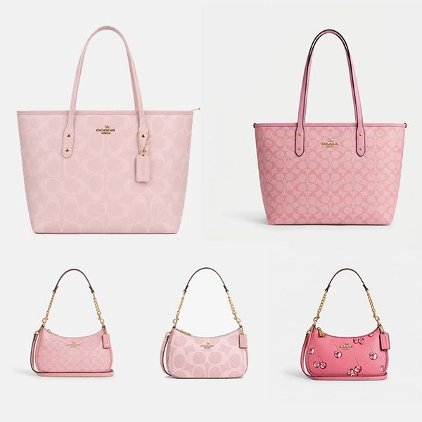 Pink Tote Bag Designer Bag Large Capacity Bag Women's Shopping Bag Canvas With Metal Hardware Classic Fall Winter Fashion BagClassic Fall/Winter Fashion Bag - Bags, Luggage & Accessories - yakudashop