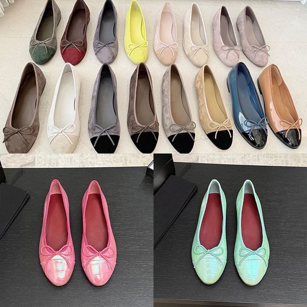 Top Quality Women Suede Ballet Flats Designer Velvet Loafers Bow Mesh Sandals Dinner Dress Shoes Girls Slip-On Wedding Party Boat Shoes 891 - Shoes & Accessories - yakudashop