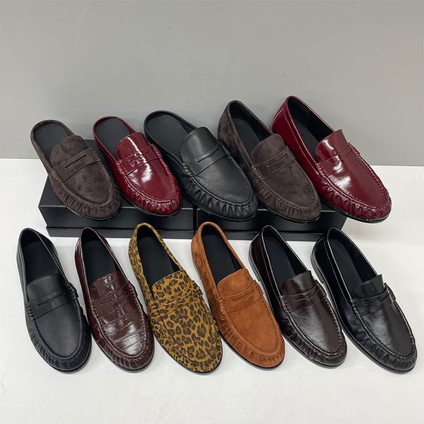 Top Quality Ruched Penny Loafers Le Loafers Backless Mules Designer Men Women Creased Real Leather Suede Slip On Flat Dress Shoe Classic Daily Street Shoe Size EU35-47 - Fashion Collection - yakudashop