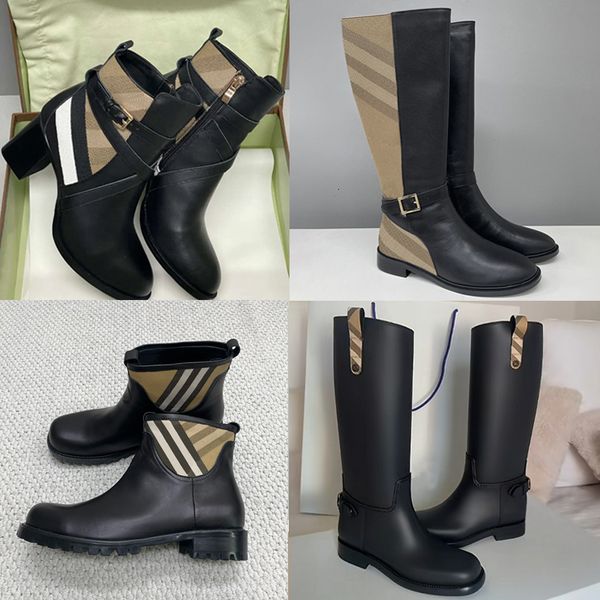 designer boots check leather ankle boots women martin boots over the knee high boots low heel real leather warm booties snow shoes winter boots high heel boots 633 - Shoes & Accessories - yakudashop