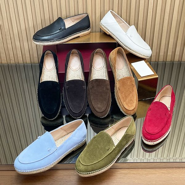 Chic Women Loafer Slides Espadrille Mules Straw Woven Suede Leather Designer Casual Shoes Backless Loafers Breathable Straw Mesh 1034 - Shoes & Accessories - yakudashop