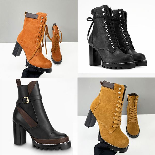 2026 New Designer Star Trail Ankle Boots Women High Heels Boot Classic Martin Desert Boots Girls Lady Suede Leather Boots Print Letter Platform Boot Shoes 013 - Shoes & Accessories - yakudashop