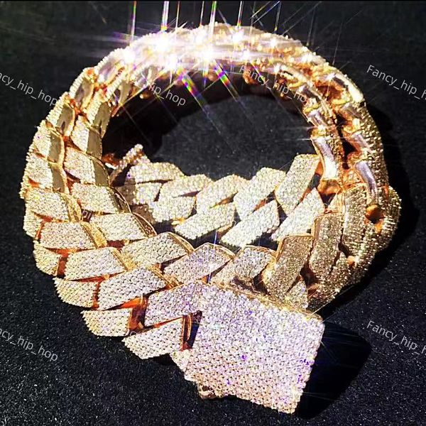Necklace Moissanite designer chain silver gold rose gold iced out chain pass diamond tester pendant 925 Sterling Vvs cuban link chain - Jewelry - yakudashop