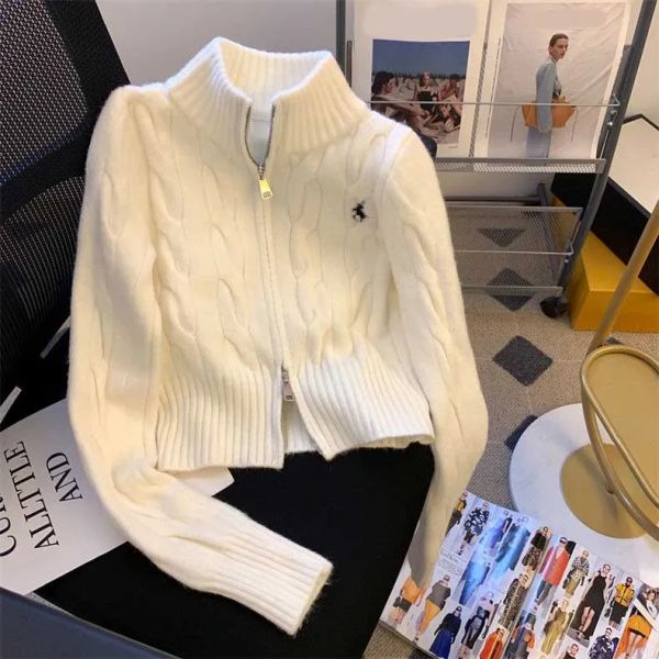 3 Colors Womens Designer Sweater Designer Pullover Fashion Turtleneck Autumn Long Sleeve Cardigan Logo Embroidery Coat Zipper Lady Jacket Tops - Apparel - yakudashop