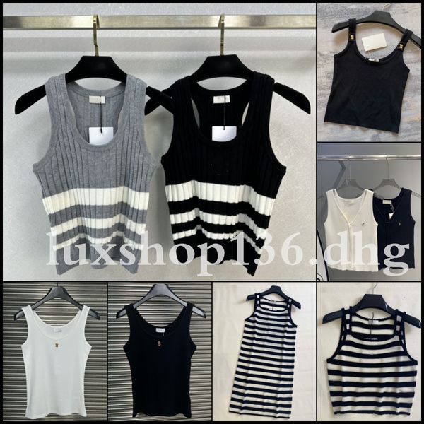 Fashion Designer Top Women Knitted Metal Letters Tank top Summer Fashion Clothing - Apparel - yakudashop