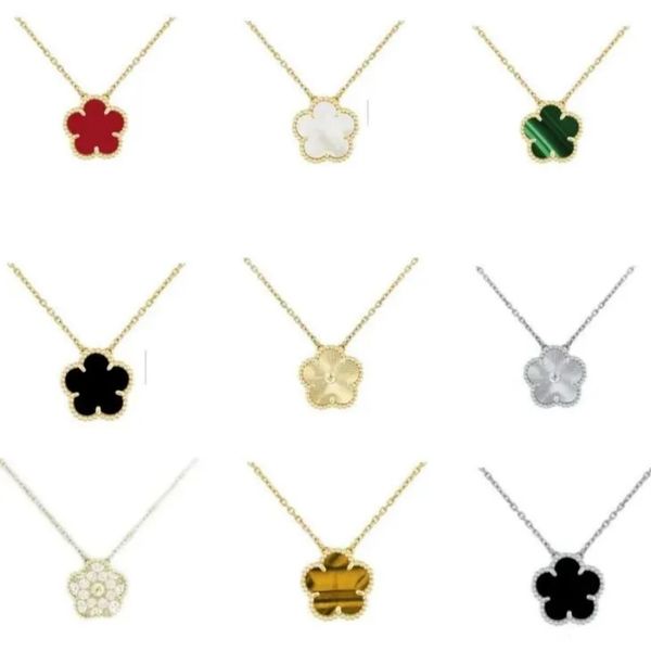 5 flower jewelry luxury designer necklace clover necklace women mother of pearl diamond stainless steel chain plated gold pendant silver wedding necklaces woman - Jewelry - yakudashop