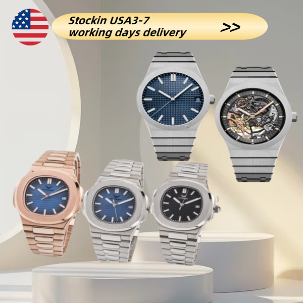 men's watch automatic mechanical skeleton watch classic style 42mm stainless steel sapphire luminous - Watches - yakudashop