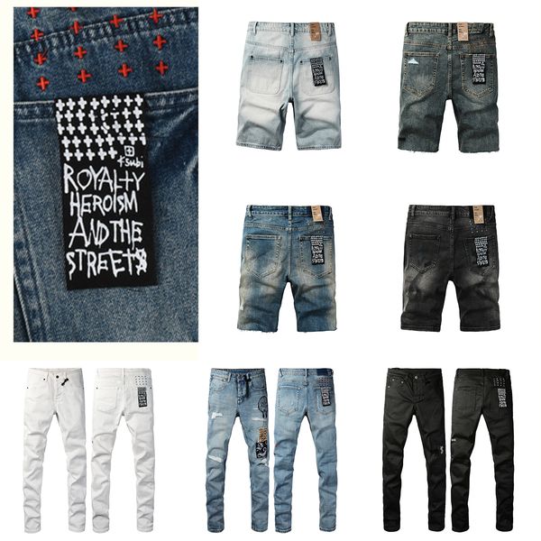 designer KSUBI jeans for mens jean ksubi short pants men trends distressed black ripped biker slim fit motorcycle sweatpants - Apparel - yakudashop