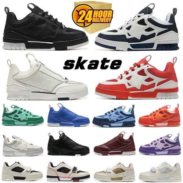Designer Skate Series Sneakers Men Women Casual Shoes Top Quality Calfskin Platform Trainers Leather Lace-Up Overlays Sneaker - Shoes & Accessories - yakudashop