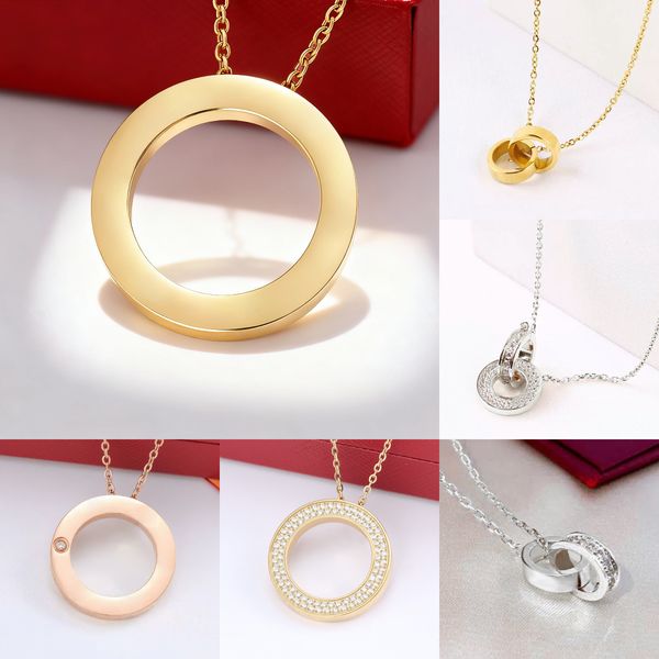 love necklace luxury jewelry designer necklace for woman circle pendant necklace with diamond 45cm screw necklace cross stone stainless steel necklace womens gift - Jewelry - yakudashop