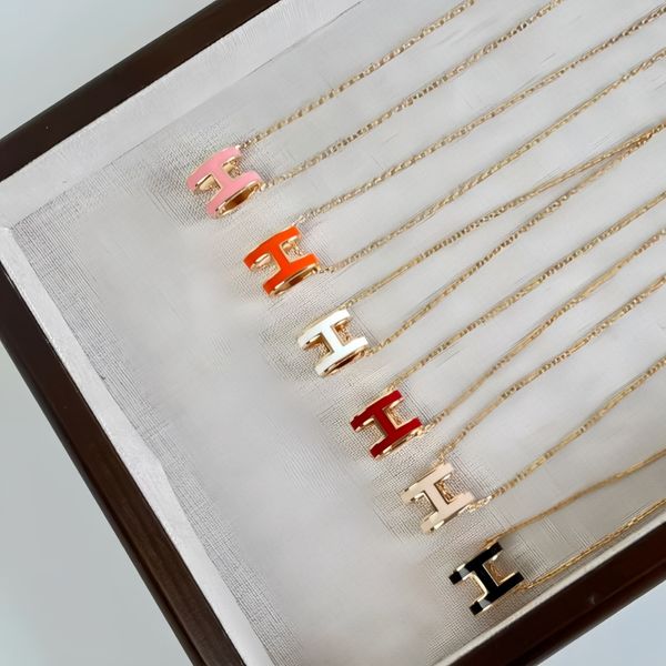 luxury jewelry designer necklace designer for women pendant necklaces enamel letter classic unisex stainless steel colorfast Christmas Valentine's Day necklace - Jewelry - yakudashop