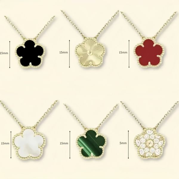 flower necklace designer for women classic clover necklace 15mm stainless steel iewlery mother of pearl diamonds pendant necklace designer iewelry women gift box - Jewelry - yakudashop